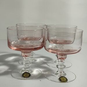 Sasaki Regency Japan Pink Crystal Clear Small Cordial Sherbet Snifter 3.5" Set 4
